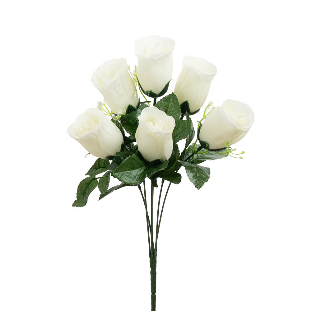 Rose Bouquet 6 Heads White 36cm