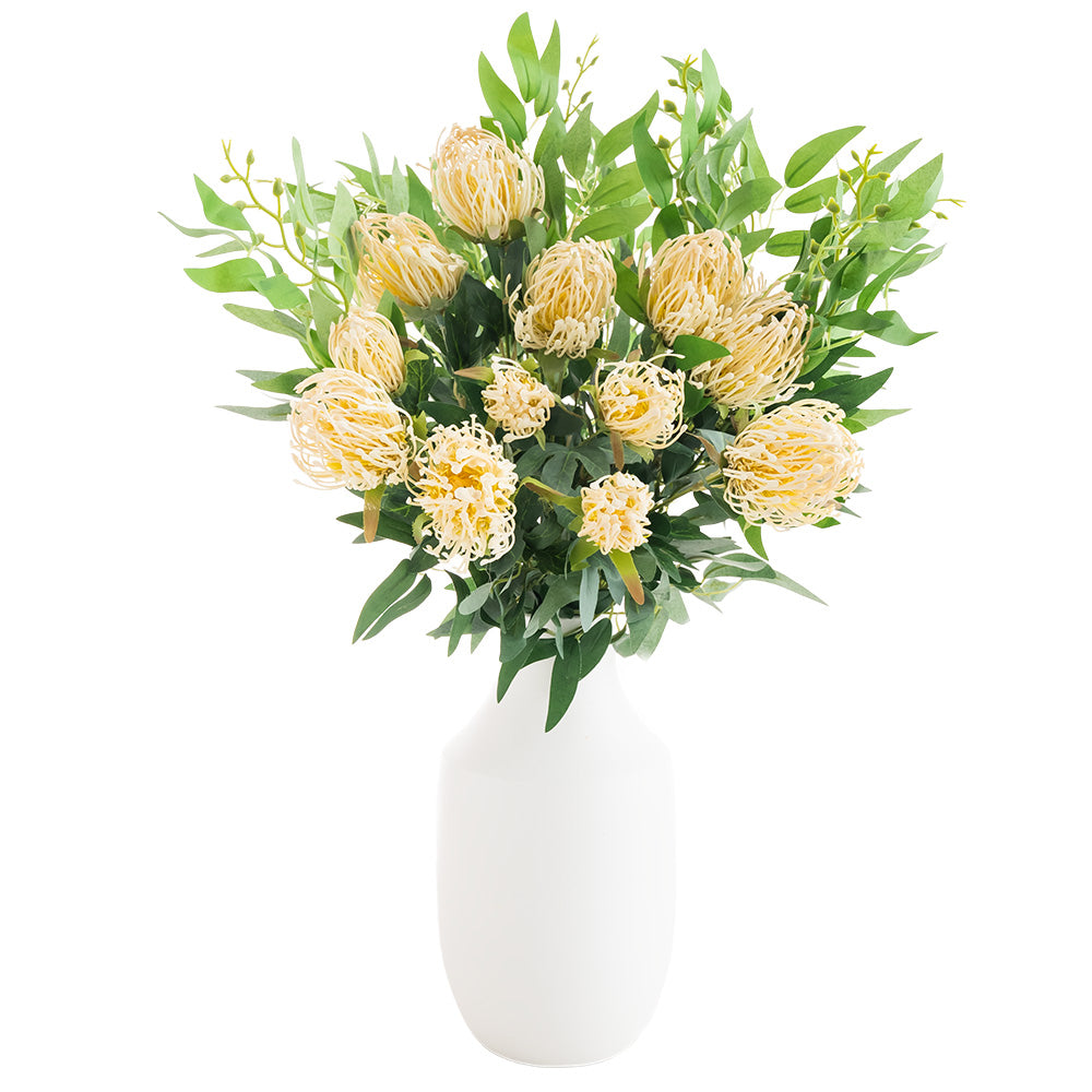 Pincushion Protea Bush Cream 45cm