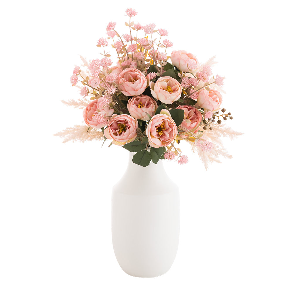 Peony Bouquet 7 Heads Pink 33cm