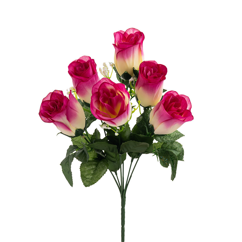 Rose Bouquet 6 Heads Purple 36cm
