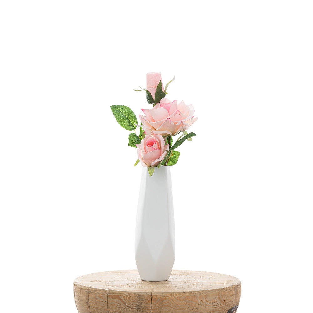 Real Touch Roses 3 Heads Light Pink 37CM