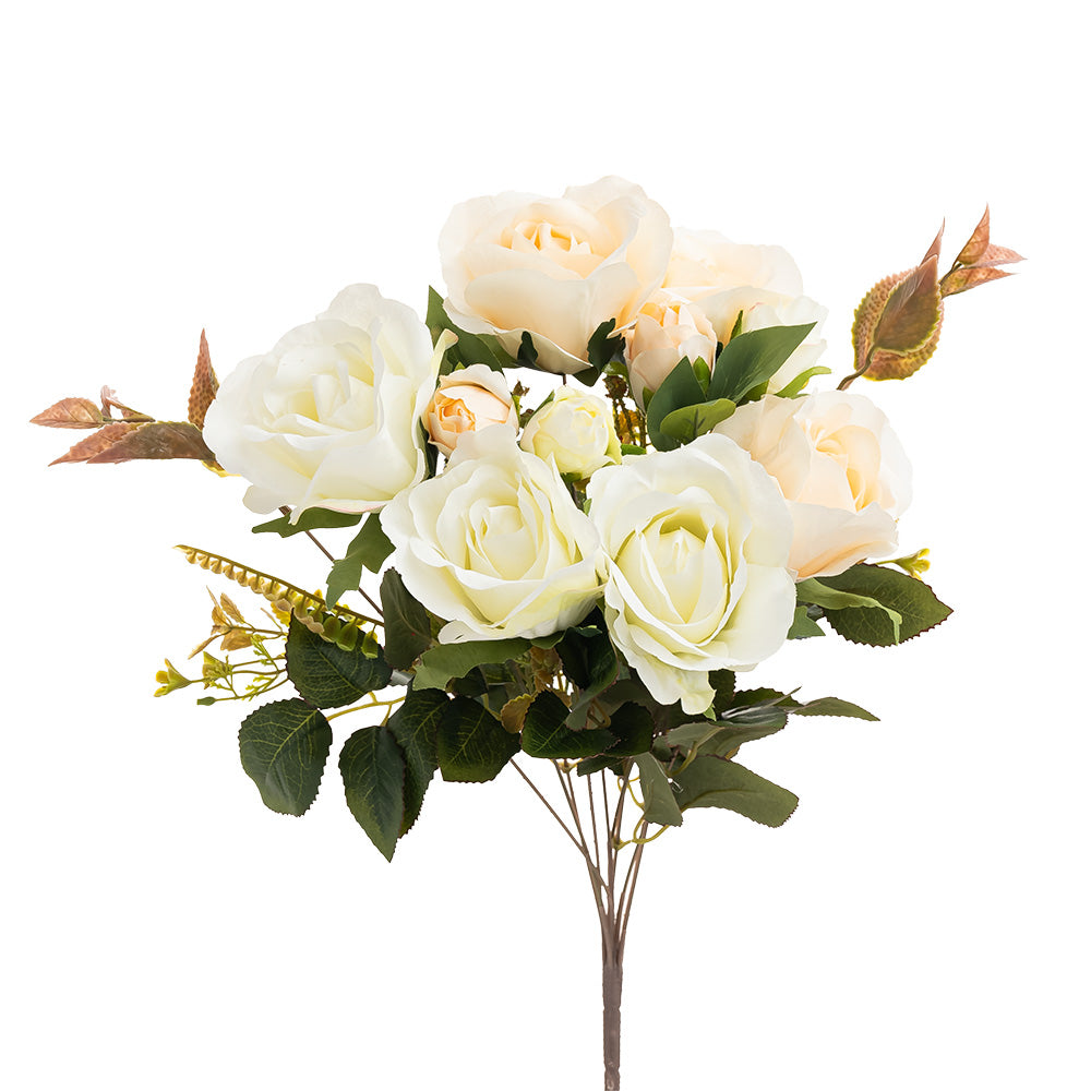 Rose Bouquet 10 Heads Cream 50cm