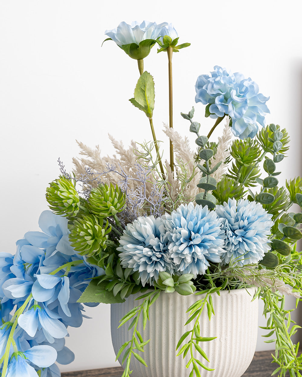 Pompom Mix Bouquet Blue 37cm