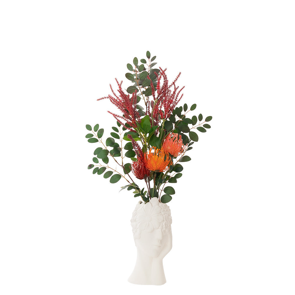 Locust Leave Spray Green & Red 84cm