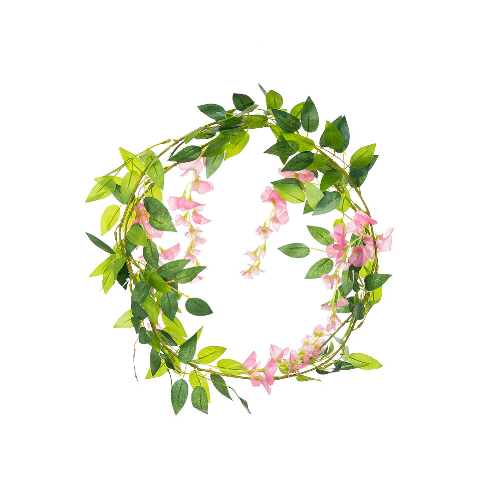 5 Head Wisteria Vine Garland Pink 180cm