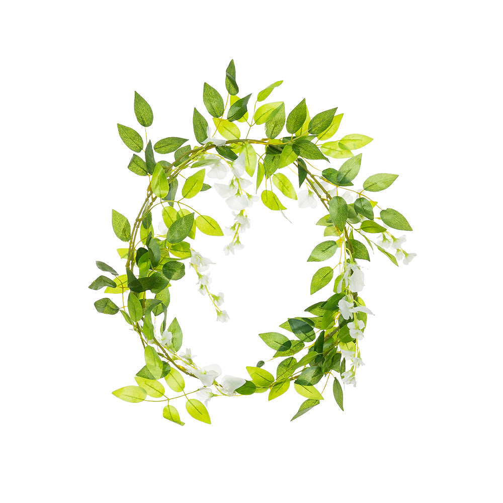 5 Head Wisteria Vine Garland White 180cm