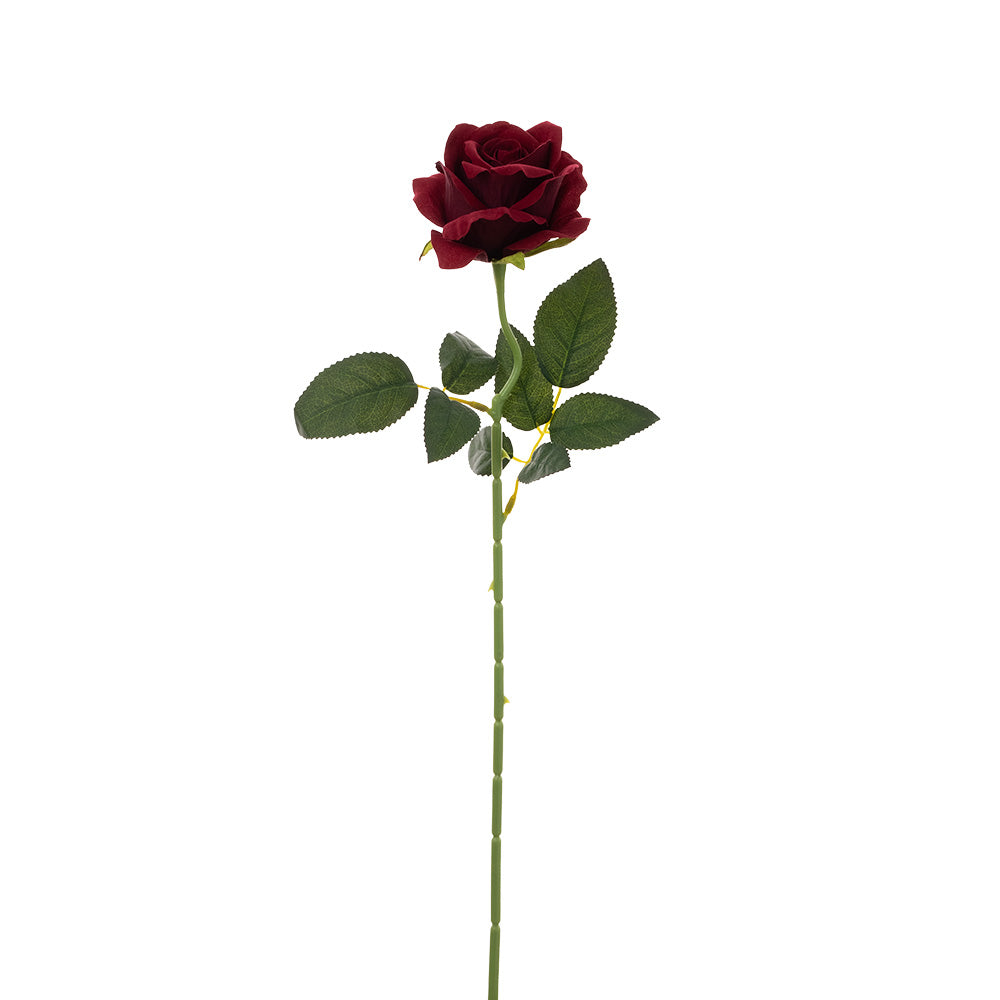 Velvet Rose Stem Burgundy 51cm