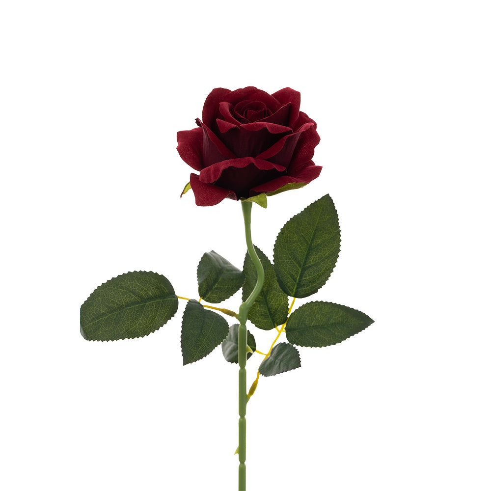 Velvet Rose Stem Burgundy 51cm