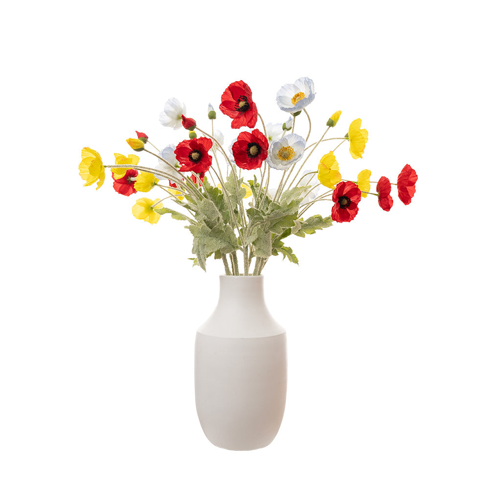 Poppy Stem 4 Heads Light Blue 60cm