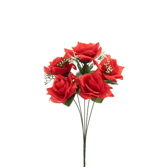 Rose Bunch 5 Heads Red 40cm