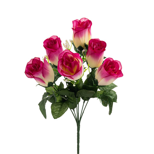 Rose Bouquet 6 Heads Purple 36cm
