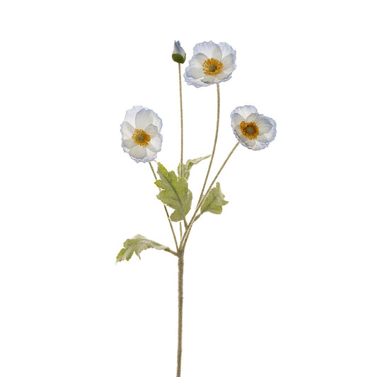 Poppy Stem 4 Heads Light Blue 60cm