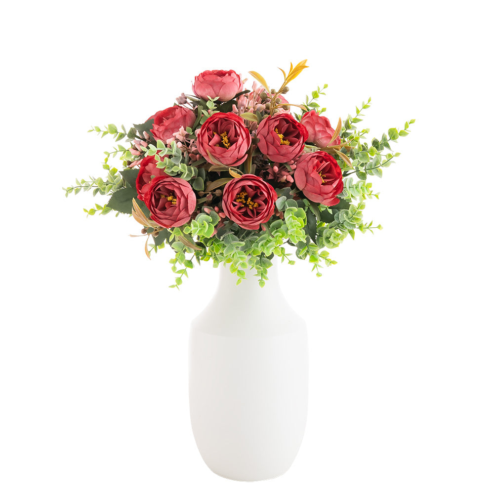 Peony Bouquet 7 Heads Red 33cm